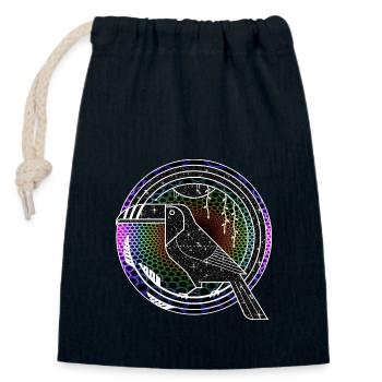 Graphique Toucan - Sac cadeau en coton avec cordon (14 x 20 cm) - bleu marine - Devant