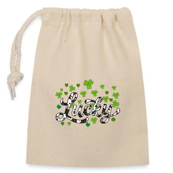 Lucky St Patricks Day, trèfle léopard - Sac cadeau en coton avec cordon (14 x 20 cm) - nature - Devant