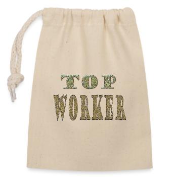 Top Worker - Closable cotton gift bag (14x20cm) - nature - Front