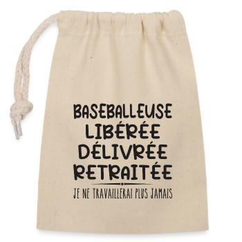 Baseballeuse célèbre sa retraite avec humour cadea - Sac cadeau en coton avec cordon (14 x 20 cm) - nature - Devant