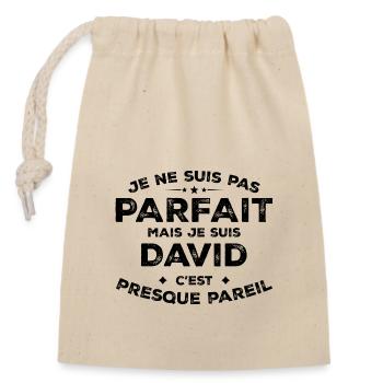 David Un Prénom, Une Attitude L’Humour David - Sac cadeau en coton avec cordon (14 x 20 cm) - nature - Devant