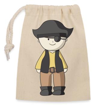 pirate - Sac cadeau en coton avec cordon (14 x 20 cm) - nature - Devant