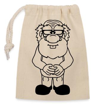 klein opa alt grossvater papa hornbrille bart nerd - Verschließbarer Geschenkbeutel aus Baumwolle (14x20cm) - Natur - Vorne