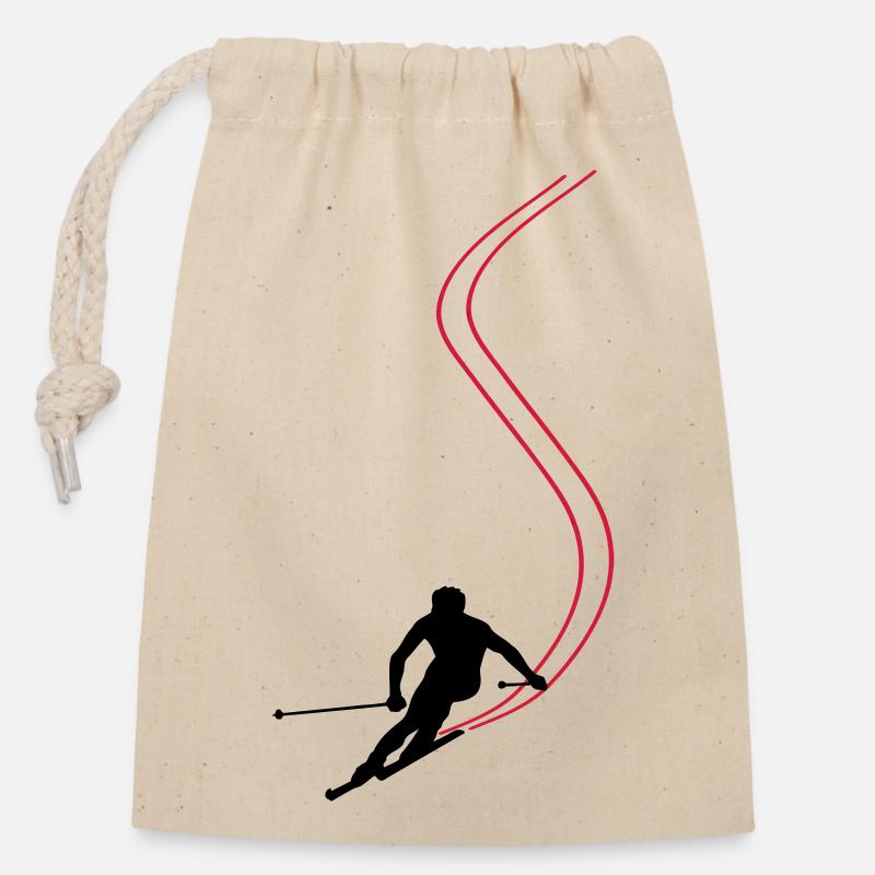 Ski ! - Sac cadeau en coton avec cordon (14 x 20 cm) - nature