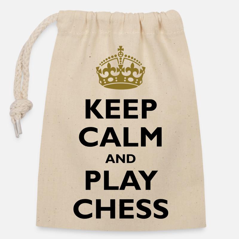 Keep calm and play chess - Verschließbarer Geschenkbeutel aus Baumwolle (14x20cm) - Natur