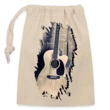 Gitarre Akustik Akustikgitarre Acoustic Guitar - Verschließbarer Geschenkbeutel aus Baumwolle (14x20cm) - Natur - Vorne