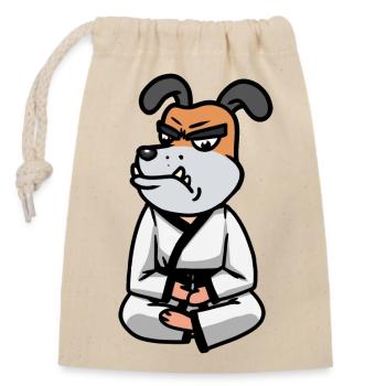 Karate Kampfhund Judo Hund Kämpfer Kampfsport - Verschließbarer Geschenkbeutel aus Baumwolle (14x20cm) - Natur - Vorne