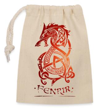 Fenrir Wolf - Walhalla - Celtic - Nordisch - Verschließbarer Geschenkbeutel aus Baumwolle (14x20cm) - Natur - Vorne