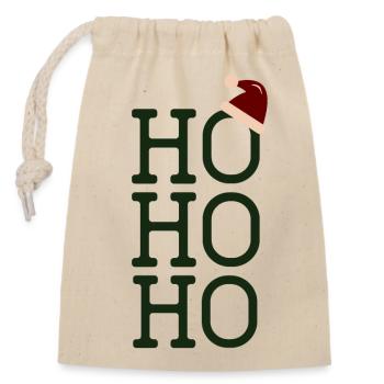 Noël HoHoHo Santa Claus Beanie Cadeau - Sac cadeau en coton avec cordon (14 x 20 cm) - nature - Devant