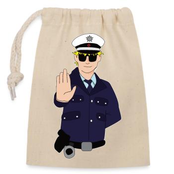 Policier Police pour enfants - Sac cadeau en coton avec cordon (14 x 20 cm) - nature - Devant