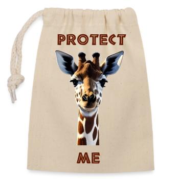 giraffe protect - Closable cotton gift bag (14x20cm) - nature - Front