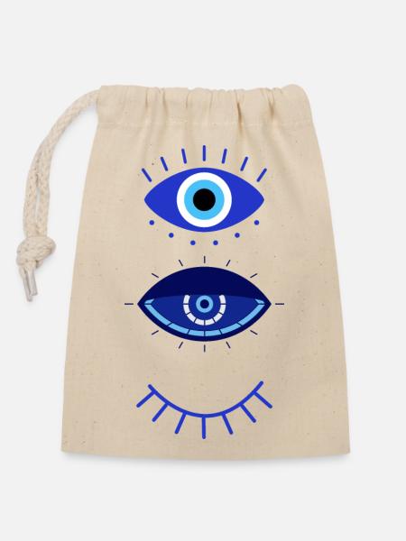 Blaues Auge - Verschließbarer Geschenkbeutel aus Baumwolle (14x20cm) - Natur