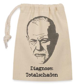 Freud Diagnose Totalschaden - Verschließbarer Geschenkbeutel aus Baumwolle (14x20cm) - Natur - Vorne