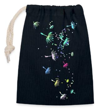 Pusteblume,Blume,bunt, Sterne - Verschließbarer Geschenkbeutel aus Baumwolle (14x20cm) - Navy - Vorne