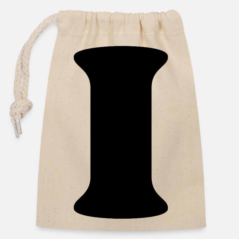 Lettre i - Sac cadeau en coton avec cordon (14 x 20 cm) - nature