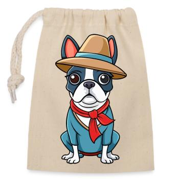 Séance photo Boston Terrier - Sac cadeau en coton avec cordon (14 x 20 cm) - nature - Devant