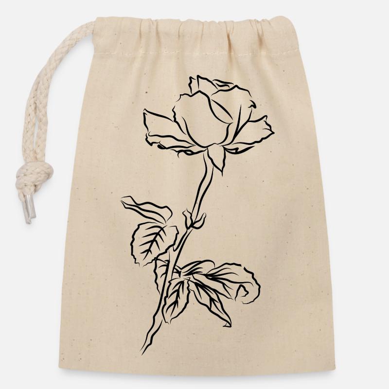 Rose - Closable cotton gift bag (14x20cm) - nature