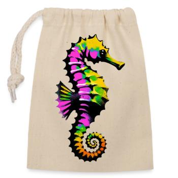 Hippocampe - Sac cadeau en coton avec cordon (14 x 20 cm) - nature - Devant