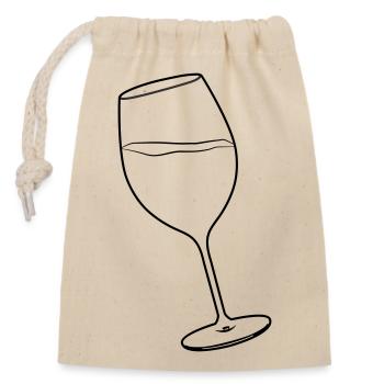 Wine glass - Closable cotton gift bag (14x20cm) - nature - Front