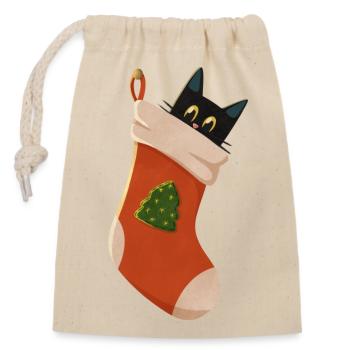 Cat in boots - Closable cotton gift bag (14x20cm) - nature - Front