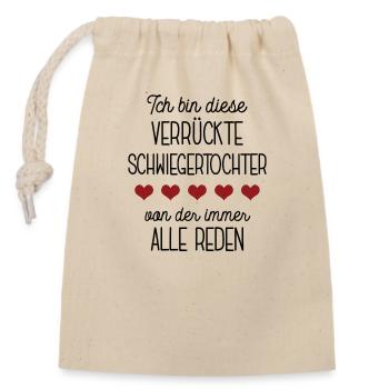 Schwiegertochter Spruch Ehefrau Schwiegertoechter - Verschließbarer Geschenkbeutel aus Baumwolle (14x20cm) - Natur - Vorne