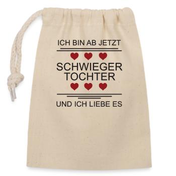 Schwiegertochter Hochzeit Zukünftige Tochter - Verschließbarer Geschenkbeutel aus Baumwolle (14x20cm) - Natur - Vorne
