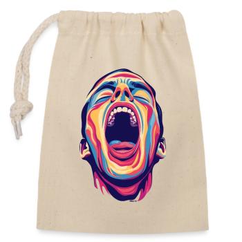 Screaming - Closable cotton gift bag (14x20cm) - nature - Front