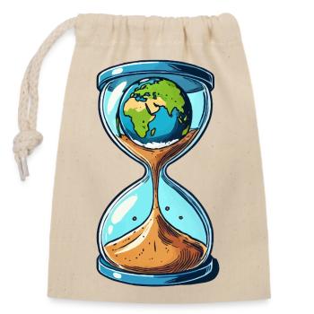 Hourglass World - Closable cotton gift bag (14x20cm) - nature - Front