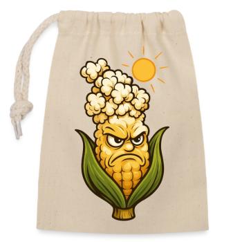 Witziger Maiskolben Popcorn Hitze Lustig Quirky - Verschließbarer Geschenkbeutel aus Baumwolle (14x20cm) - Natur - Vorne