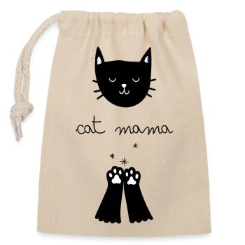 Your heart beats for velvet paws: Cat Mama - Closable cotton gift bag (14x20cm) - nature - Front