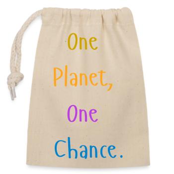 one_planet_one_chance - Verschließbarer Geschenkbeutel aus Baumwolle (14x20cm) - Natur - Vorne