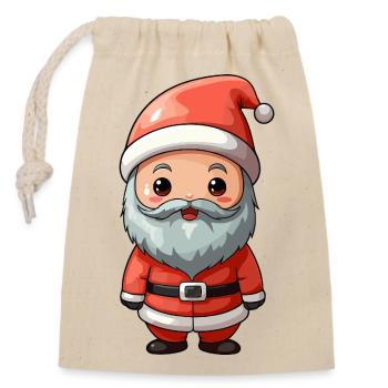 Santa Cartoon Charm - Verschließbarer Geschenkbeutel aus Baumwolle (14x20cm) - Natur - Vorne