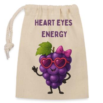 Heart Eyes Grapes Energy - Closable cotton gift bag (14x20cm) - nature - Front