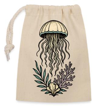 Tiefe See Jellyfish & Korallenkunst - Verschließbarer Geschenkbeutel aus Baumwolle (14x20cm) - Natur - Vorne