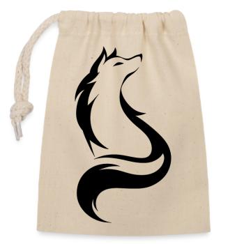 Künstlerischer Wolf, Wildtiersymbol - Verschließbarer Geschenkbeutel aus Baumwolle (14x20cm) - Natur - Vorne