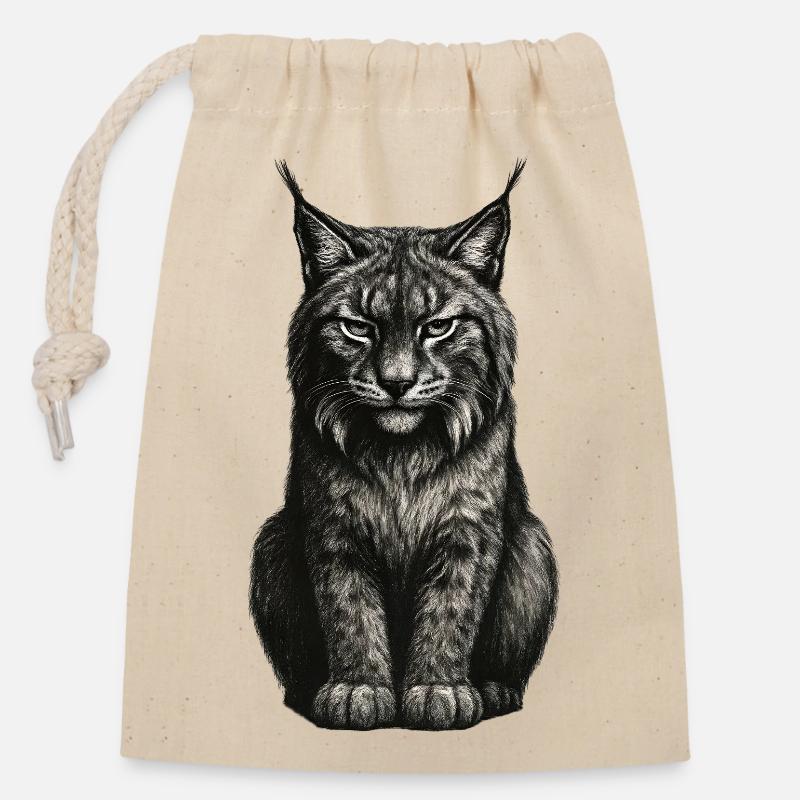 Portrait du chat noir et blanc - Sac cadeau en coton avec cordon (14 x 20 cm) - nature