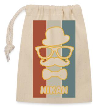First name Nikan - Closable cotton gift bag (14x20cm) - nature - Front
