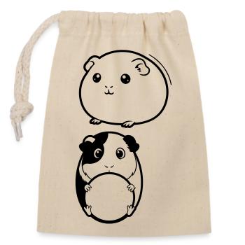 Deux têtes de cochon d’Inde - Sac cadeau en coton avec cordon (14 x 20 cm) - nature - Devant