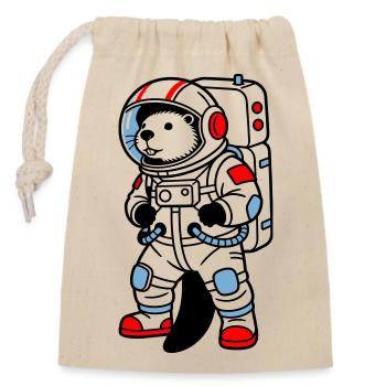 Beaver en combinaison spatiale - Sac cadeau en coton avec cordon (14 x 20 cm) - nature - Devant