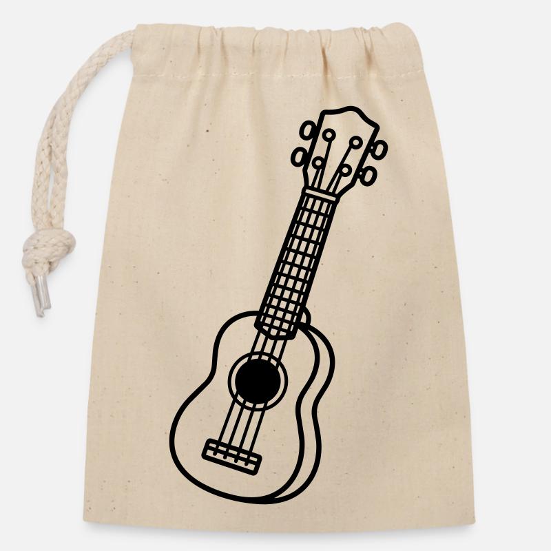 Ukulele - Verschließbarer Geschenkbeutel aus Baumwolle (14x20cm) - Natur