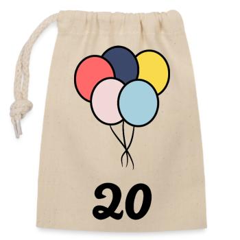 20. 20e ANNIVERSAIRE. ANNIVERSAIRE 20 ANS. 20 ANS. - Sac cadeau en coton avec cordon (14 x 20 cm) - nature - Devant