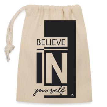 Croyez en vous - Sac cadeau en coton avec cordon (14 x 20 cm) - nature - Devant