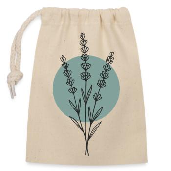 Lavendel – Florales Naturmotiv - Verschließbarer Geschenkbeutel aus Baumwolle (14x20cm) - Natur - Vorne