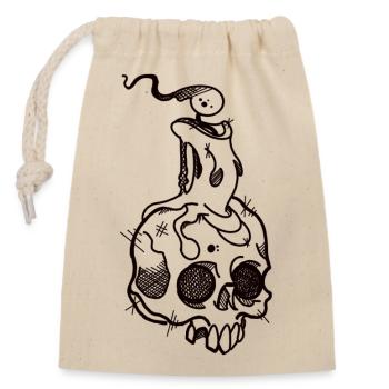 Crâne et Bougie - Sac cadeau en coton avec cordon (14 x 20 cm) - nature - Devant