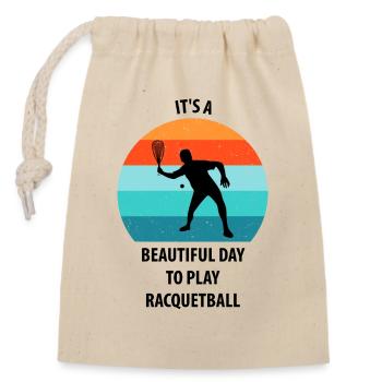 Racqueetball - Closable cotton gift bag (14x20cm) - nature - Front