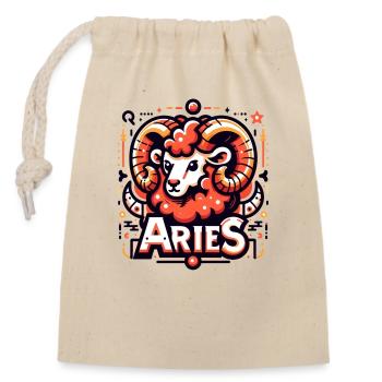 Aries - Closable cotton gift bag (14x20cm) - nature - Front