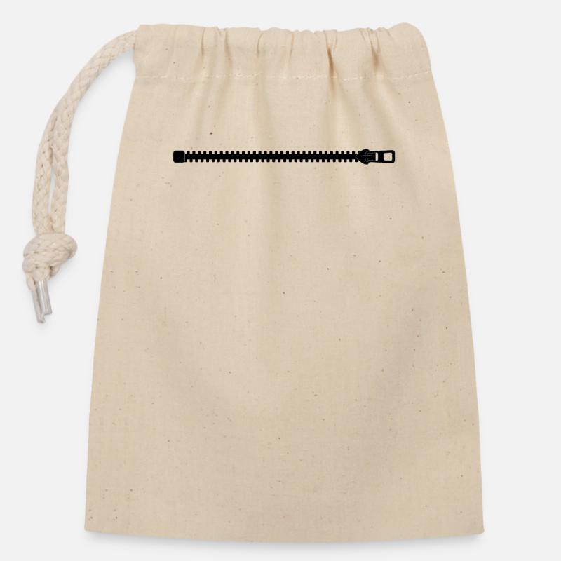 zipper - Closable cotton gift bag (14x20cm) - nature