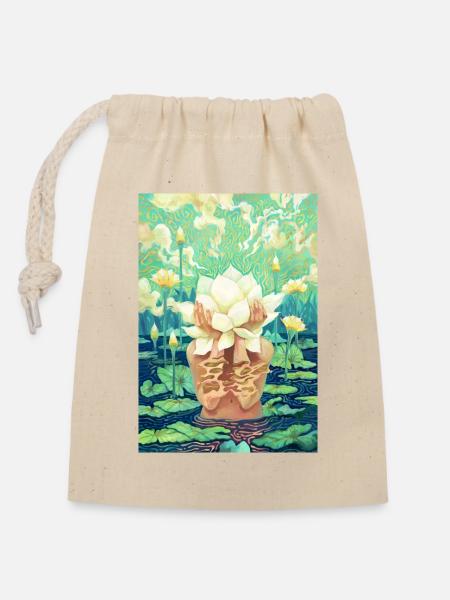 See Rose - Verschließbarer Geschenkbeutel aus Baumwolle (14x20cm) - Natur