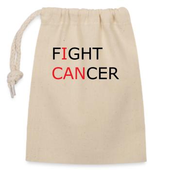 Fight Cancer I CAN - Closable cotton gift bag (14x20cm) - nature - Front
