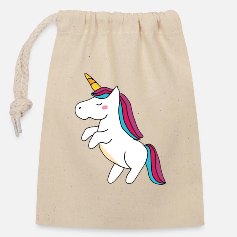 unicorn - Closable cotton gift bag (14x20cm) - nature